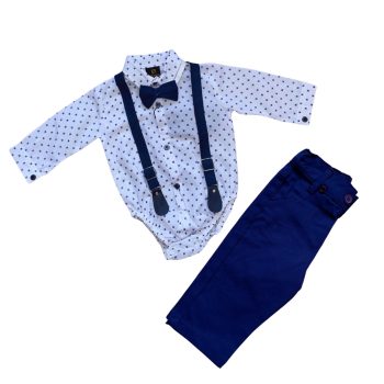 Baba kisfiú elegáns szett, fehér-királykék