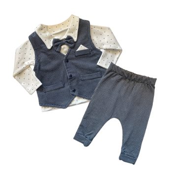 Baba kisfiú pamut elegáns szett, sötétkék