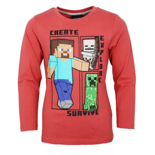 Minecraft Create Red gyerek hosszú ujjú póló, felső 9 év / 134 cm