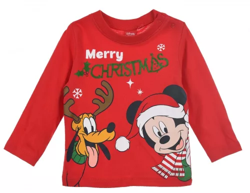 Disney Mickey Pluto Red Karácsonyi baba póló, felső 6 hó