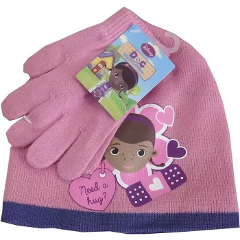   Disney Dr Plüssi Hug Pink gyerek sapka + kesztyű szett 54 cm