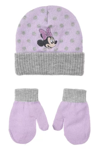 Disney Minnie Dots Purple baba sapka + kesztyű szett 50 cm
