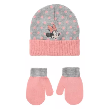 Disney Minnie Dots Grey baba sapka + kesztyű szett 48 cm