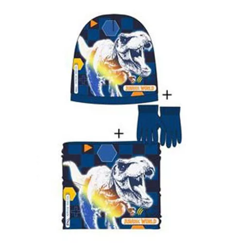 Jurassic World Attack Dark Blue gyerek sapka + snood + kesztyű szett 54 cm