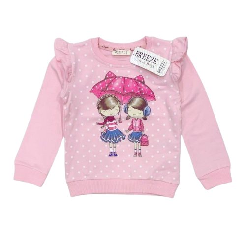 Esernyő mintás lány pulóver, rózsaszín, 116