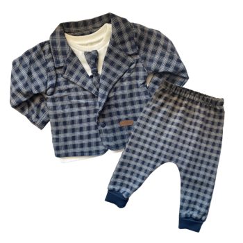 Baba kisfiú pamut elegáns szett, világos szürke