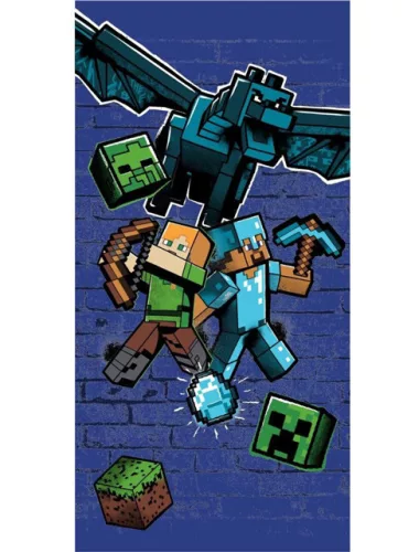 Minecraft Blue fürdőlepedő, strand törölköző 70x140cm (Fast Dry)