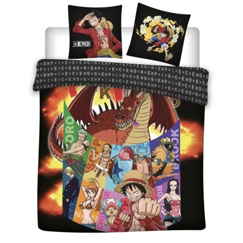 One Piece Characters dupla, kétszemélyes ágyneműhuzat 200×200cm, 63x63 cm Microfibre