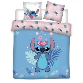   Disney Lilo és Stitch, A csillagkutya Flowers dupla, kétszemélyes ágyneműhuzat 240×220cm, 65x65 cm