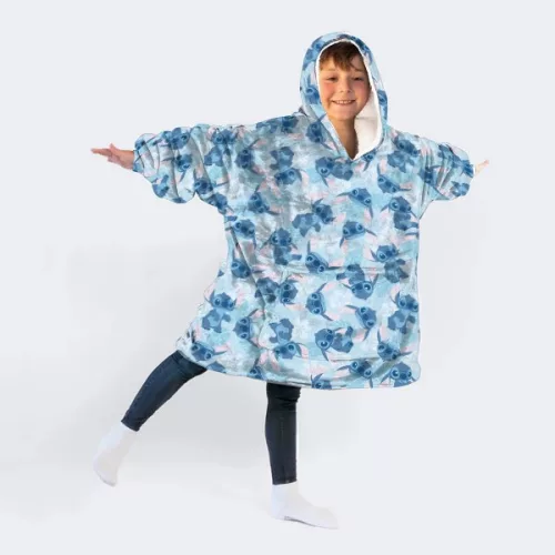 Disney Lilo és Stitch, A csillagkutya Blue belebújós plüss polár takaró, poncsó 7-14 év