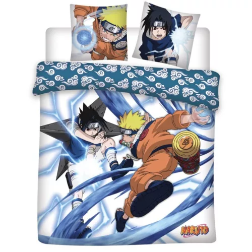 Naruto Rasengan vs Chidori dupla, kétszemélyes ágyneműhuzat 240×220cm, 65x65 cm