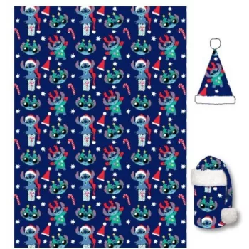   Disney Lilo és Stitch, A csillagkutya Holiday Karácsonyi flanel takaró és sapka szett