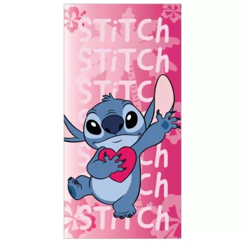   Disney Lilo és Stitch, A csillagkutya Pink Heart fürdőlepedő, strand törölköző 70x140cm (Fast Dry)