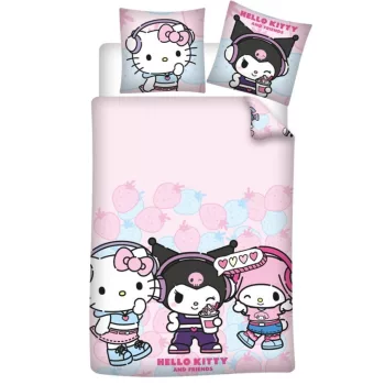 Hello Kitty Strawberry ágyneműhuzat 140×200cm, 65×65 cm