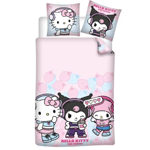 Hello Kitty Strawberry ágyneműhuzat 140×200cm, 65×65 cm