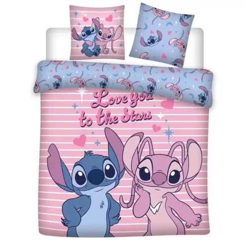 Disney Lilo és Stitch, A csillagkutya Love You dupla, kétszemélyes ágyneműhuzat 240×220cm, 65x65 cm