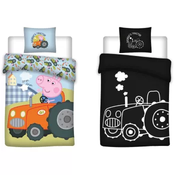   Peppa malac George's Tractor sötétben világító ágyneműhuzat 140x200cm, 70x90cm