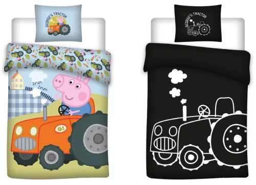 Peppa malac George's Tractor sötétben világító ágyneműhuzat 140x200cm, 70x90cm