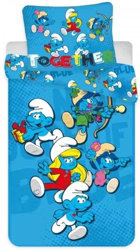 Hupikék törpikék Together gyerek, ovis ágyneműhuzat 100×140 cm, 40×45 cm