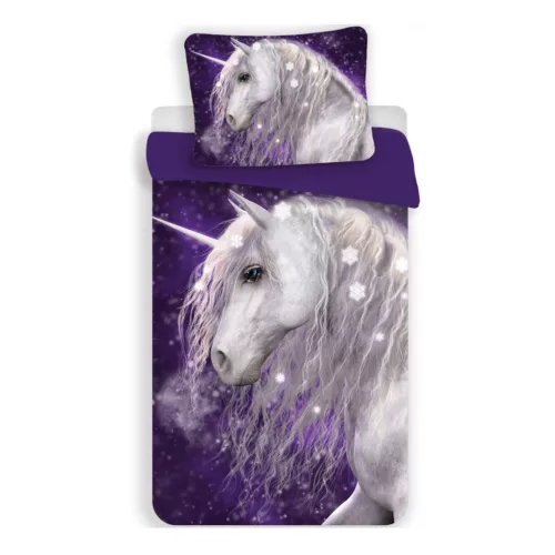 Unikornis Purple gyerek, ovis ágyneműhuzat 100×135 cm, 40×60 cm