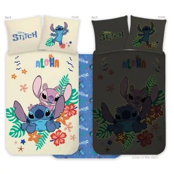   Disney Lilo és Stitch, A csillagkutya Aloha sötétben világító gyerek, ovis ágyneműhuzat 100x135cm, 40x60cm