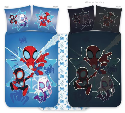Pókember Spidey sötétben világító gyerek, ovis ágyneműhuzat 100x135cm, 40x60cm