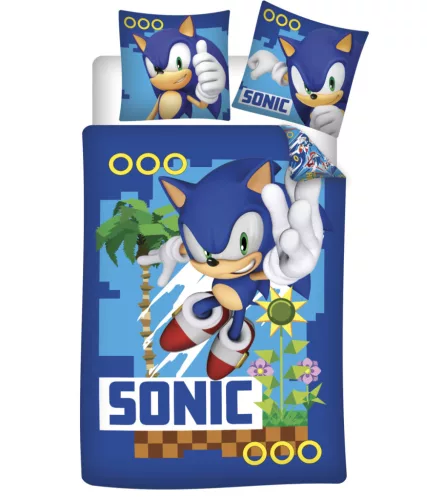 Sonic a sündisznó Turbo gyerek, ovis ágyneműhuzat 100×135cm, 40×60 cm