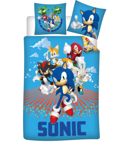 Sonic a sündisznó Always Running gyerek, ovis ágyneműhuzat 100×135cm, 40×60 cm