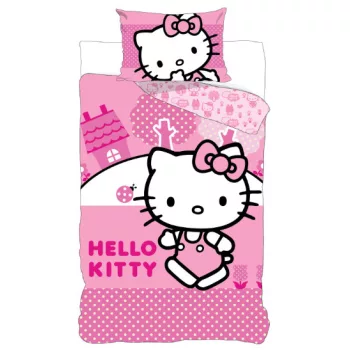   Hello Kitty Pink World gyerek, ovis ágyneműhuzat 100×135 cm, 40×60 cm