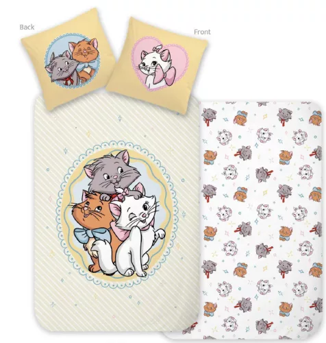 Disney Marie Trio gyerek, ovis ágyneműhuzat 100×140 cm, 40×45 cm