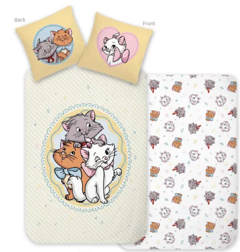 Disney Marie Trio gyerek, ovis ágyneműhuzat 100×135 cm, 40×60 cm