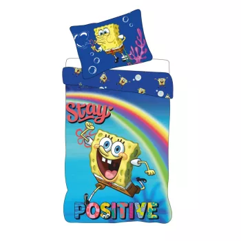   SpongyaBob Stay Positive gyerek, ovis ágyneműhuzat 100×135cm, 40×60 cm