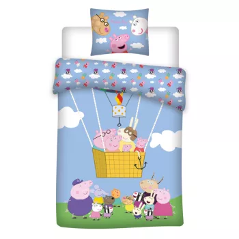   Peppa malac Hot Air Balloon gyerek, ovis ágyneműhuzat 100×140cm, 40×45 cm