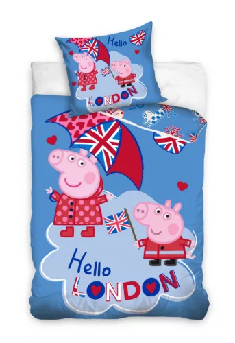 Peppa malac Hello London ágyneműhuzat 140×200cm, 70×90 cm