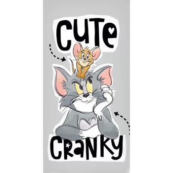   Tom és Jerry Cute & Cranky fürdőlepedő, strand törölköző Cute 70x140cm
