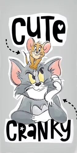 Tom és Jerry Cute & Cranky fürdőlepedő, strand törölköző Cute 70x140cm