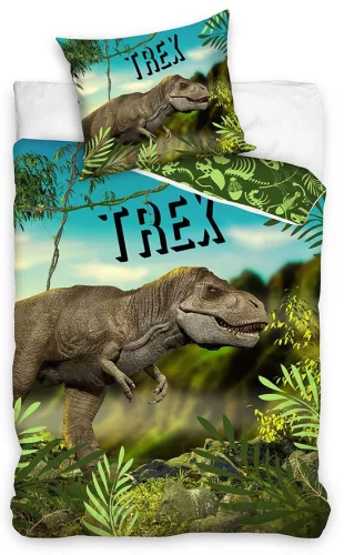 Dinoszaurusz T-Rex Green ágyneműhuzat 140×200cm, 70×90 cm