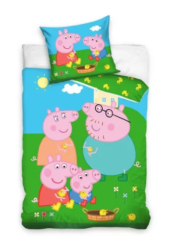 Peppa malac Piggy Family ágyneműhuzat 140×200cm, 60x63 cm