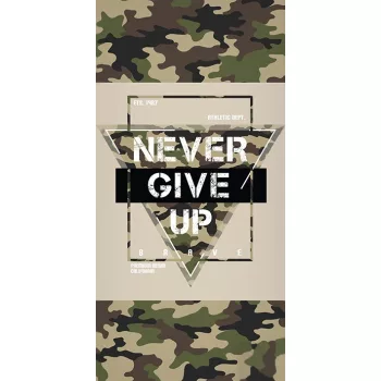   Never give up Military fürdőlepedő, strand törölköző 70x140cm