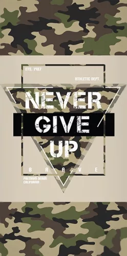 Never give up Military fürdőlepedő, strand törölköző 70x140cm