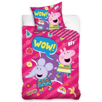 Peppa malac Wow ágyneműhuzat 140×200cm, 70×90 cm