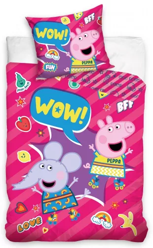 Peppa malac Wow ágyneműhuzat 140×200cm, 70×90 cm