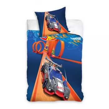 Hot Wheels Blue Race ágyneműhuzat 140×200cm, 70x90 cm