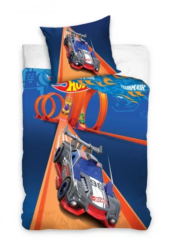 Hot Wheels Blue Race ágyneműhuzat 140×200cm, 70x90 cm