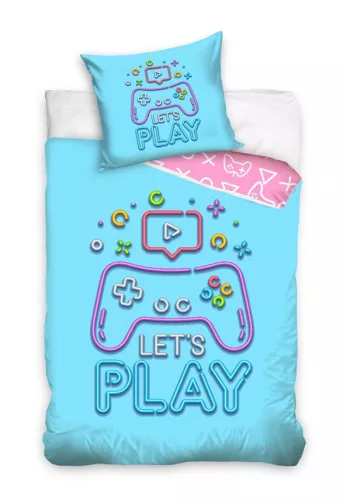 Gamer Let's Play ágyneműhuzat  140×200cm, 70×90 cm