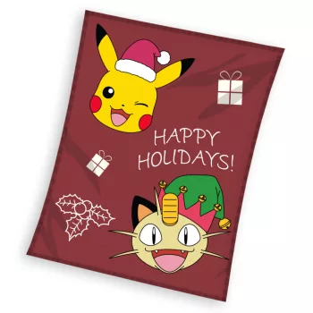 Pokémon Happy Holidays Karácsonyi polár takaró 130x160cm