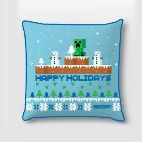 Minecraft Happy Holidays Karácsonyi párnahuzat 40x40 cm Velúr