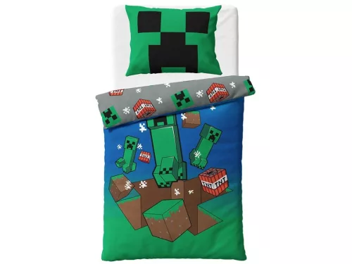 Minecraft Creeper Explode ágyneműhuzat 140×200cm, 80×80 cm