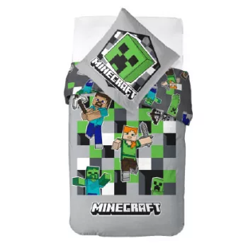 Minecraft Grey ágyneműhuzat 140×200cm, 70×90 cm