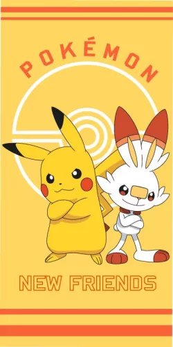Pokémon New Friends Yellow fürdőlepedő, strand törölköző 70x140cm